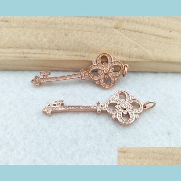 

pendant necklaces 5 pcs tiny cz crystal key shaped charm zircon stone micro pave pendant women jewelry finding diy necklace making p dhpav, Silver