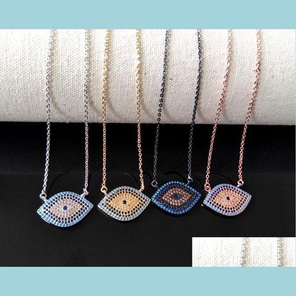 

pendant necklaces 10 pcs turkish style evil eye double bails connector necklace cz zircon micro pave crystal charm jewelry making fo dhvxc, Silver