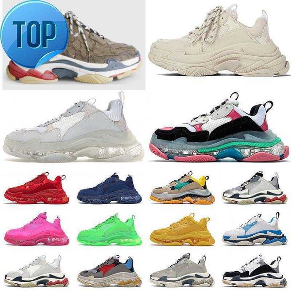 

2022 triples g -b sneakers clear sole triple s casual dad shoes platform 17fw paris vintage old crystal bottom triple -s designer sportso56m, Black