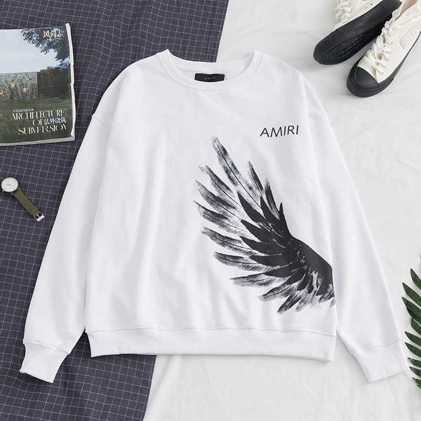 

men's hoody hoodie casual sweater designer sweatshirt 2022 brand autumn winter new amii peace angel front back wing letter printing lei, Black