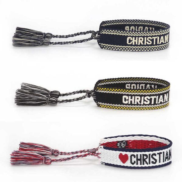 

luxury fashion women's bracelets d brand bangle designer jewelry handmade braided embroidered bracelet men's girl woven fabric tas, Black