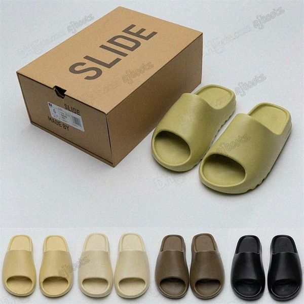 

2021 designer slides resin foam runner desert sand summer pattern slippers brown flat men women beach mens womens west eva slider 213g, Black