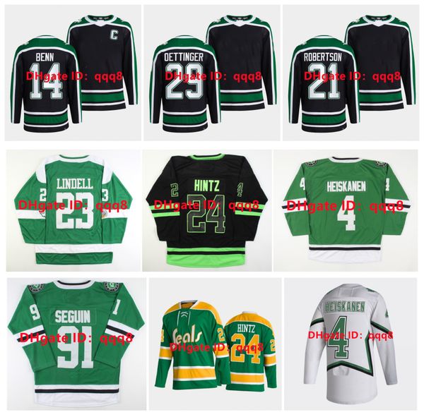 

2022 reverse retro tyler seguin dallas hockey jersey stars jamie benn jake oettinger miro heiskanen jason robertson roope hintz ryan suter d, Black;red