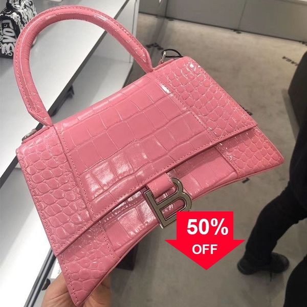 

luxury designer balencaigass bags star's same women's new versatile crocodile hourglass b-shaped leather messenger bag 3mve