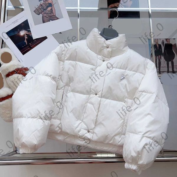 

designer brand down jackets removable sleeve short thicken thread hold down single button puffer coats fashion womens winter jacket 2 color, Black