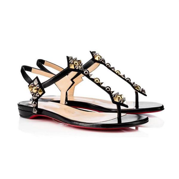 

new summer lofty flat leather sandals open toe studded black nuede leather cool ankle strap women wedding party dress shoes35-43190o
