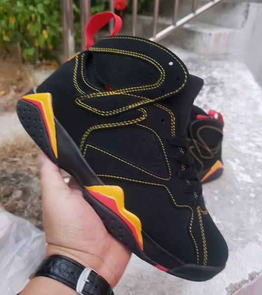 

basketball shoes jumpman 7 citrus black mens women 7s cardinal white red yellow sports trainers sneakers size 36-47