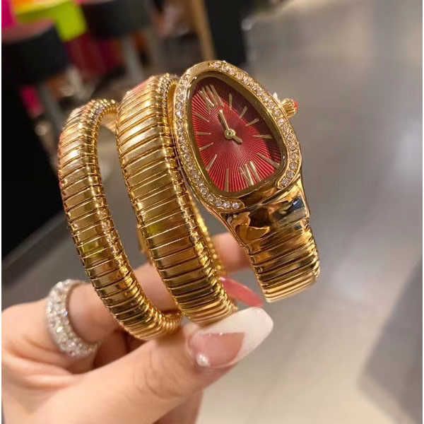 

luxury lady bracelet women watch gold snake wristwatches brand diamond stainless steel band womens watches for ladies christma2626, Slivery;brown