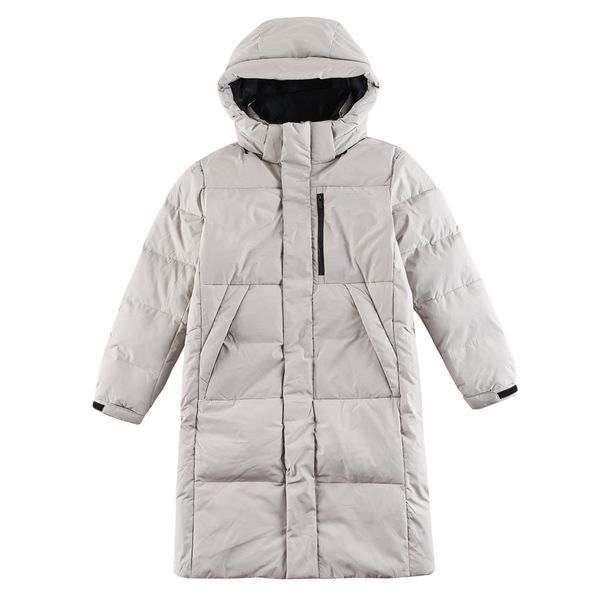 

men down jacket winter hooded thickened long coat wind and rain gray coat, Black