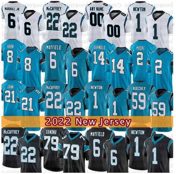 

football jersey carolina''panthers''14 sam darnold 6 baker mayfield 22 christian mccaffrey 2 dj moore 82 tremble 15 lavi, Black;red