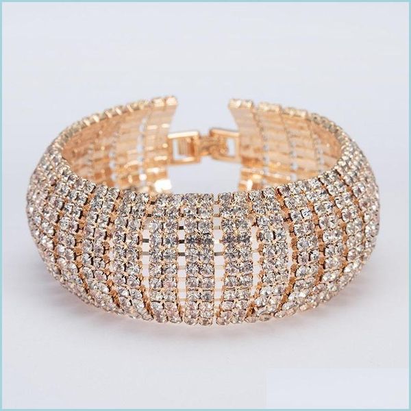 

charm bracelets luxury crystal bracelets for women gold sier color bracelet bangles femme bridal wedding jewelry accessories drop de dhqs9, Golden;silver