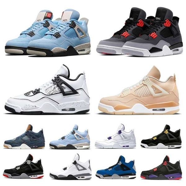 

jumpman 4s infrared mens basketball shoes 4 unc royalty white sail taupe haze travis scotts metallic shimmer bred denim diy men so219m, Black