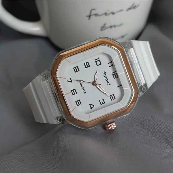 

luxury womens watches designer watch schoolgirl party korean version simple fashion sports square transparent quartz women watch fghgf, Slivery;golden