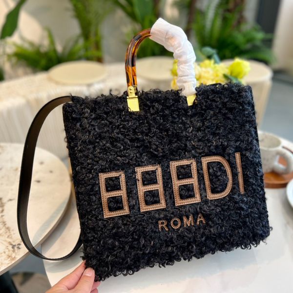 

lamb wool totes womens soft canvas luxurys handbags purses large capacity genuine handle designer bags