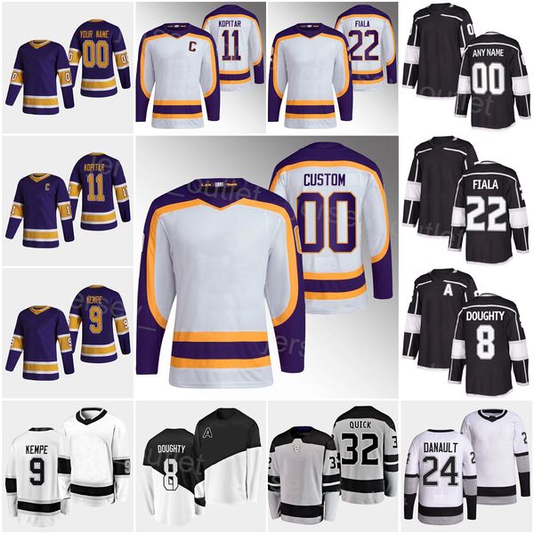 

reverse retro hockey 22 kevin fiala jersey stadium 11 anze kopitar 8 drew doughty 32 jonathan quick 9 adrian kempe 24 phillip danault 12 tre, Black;red