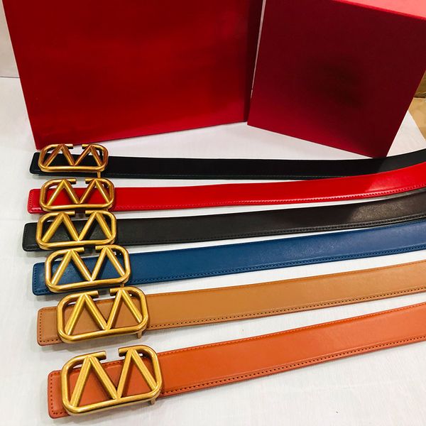 

Woman Belt Designer Cowskin Leather Belts Gold Buckle Width 4CM Man Casual 6 Color Unisex, Multi