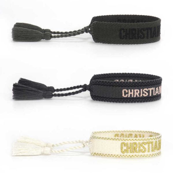 

women's fashion luxury bracelets d brand designer bangle jewelry handmade braided embroidered bracelet men's girl woven fabric tas, Golden;silver