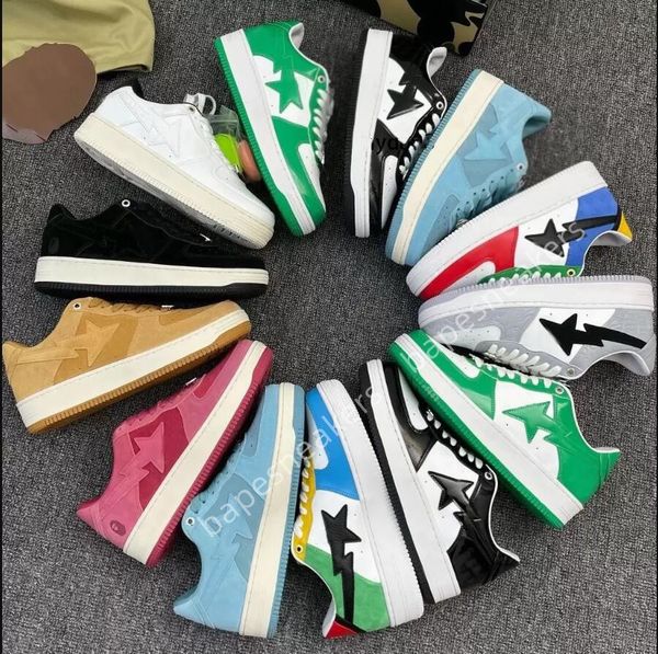 

men women trainers sports sneakers classic platform shoe bapestas sk8 off running shoes sk8 baped designer bapesta camo black white green re