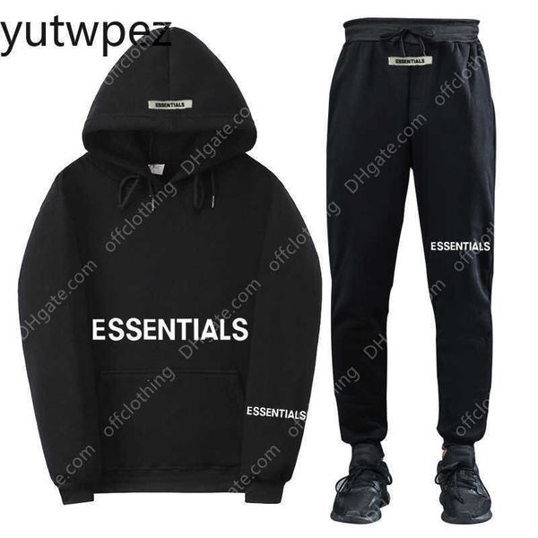 

2022 hoodies tracksuit letter printing fleece oversized hoodie fashion hip hop streetwear jogger set outfit for men, Black