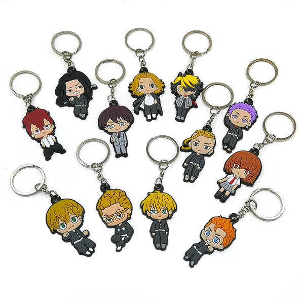 

fashion keychainskeychains lanyards 1pcs pvc anime figure keychain treads key ring charms keys decoration fit boys men gifts car bag pendant, Silver