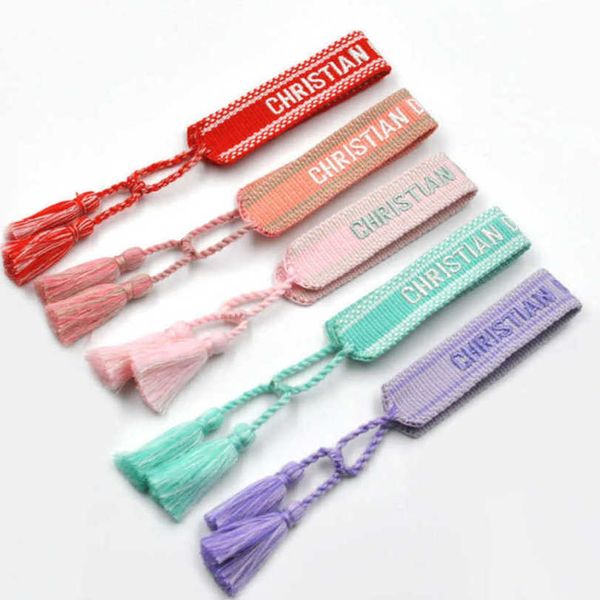 

fashion women's luxury bracelets brand d designer bangle jewelry embroidered word bracelet letter rope woven tassel simple trinket men, Golden;silver