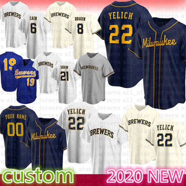 

milwaukee custom 22 christian yelich baseball jersey 19 robin yount 6 lorenzo cain 8 ryan braun 21 travis shaw 00 keon broxton 7 eric thames, Blue;black