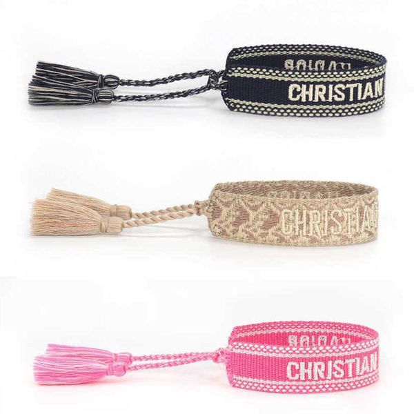 

women's fashion luxury bracelets d brand designer bangle embroidered braided bracelet wedding bohemian letter hand rope trinket men gir, Golden;silver