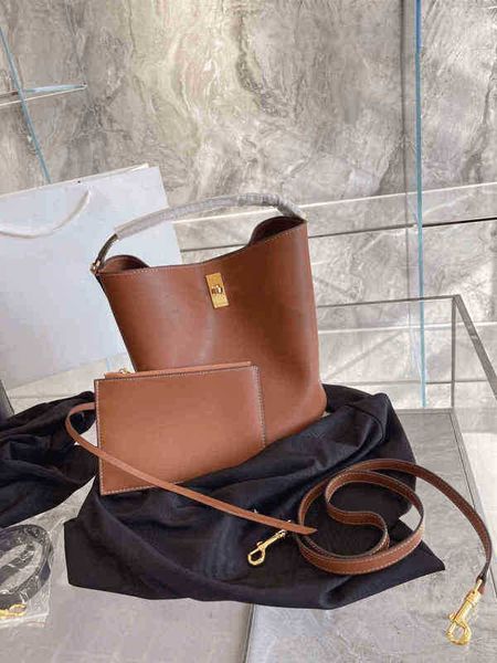 

women shoulder bags handbag female brown leather fashion joker bucket pure color 1117 5z24