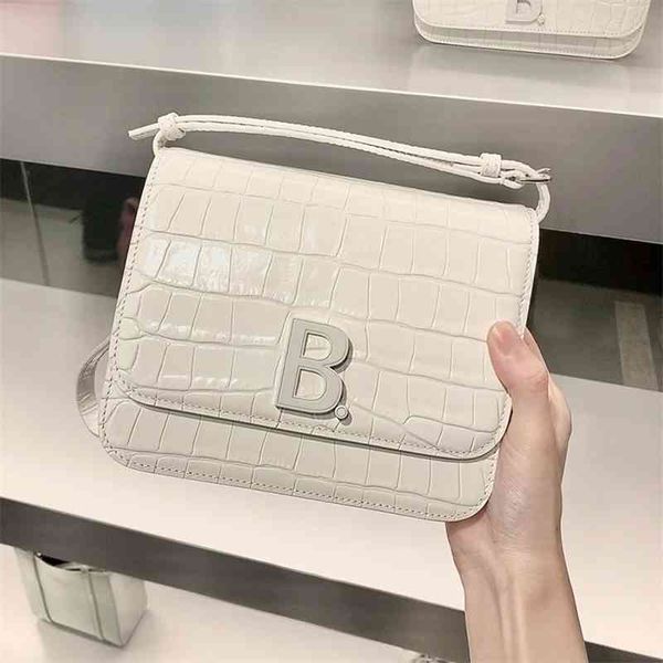 

designer balencigas bags hourglass handbags female b-type pink crocodile pattern beancurd genuine leather single shoulder slanting cross han