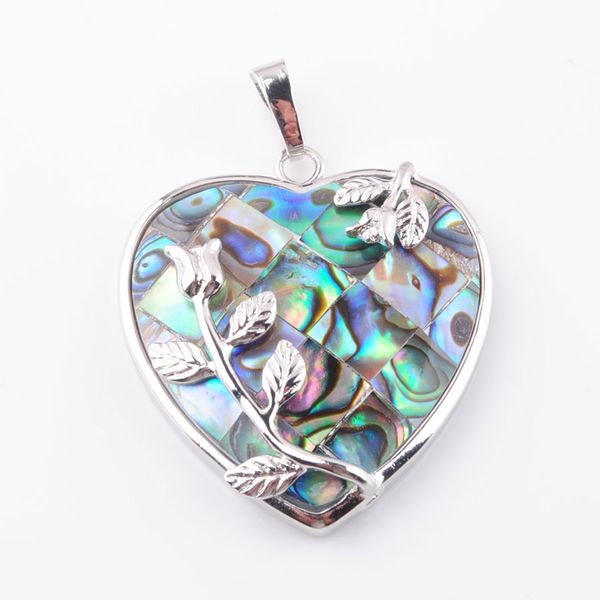 

natural abalone shell pendants love heart shape pendulum pendant for necklace fashion popular jewelry n3643, Silver