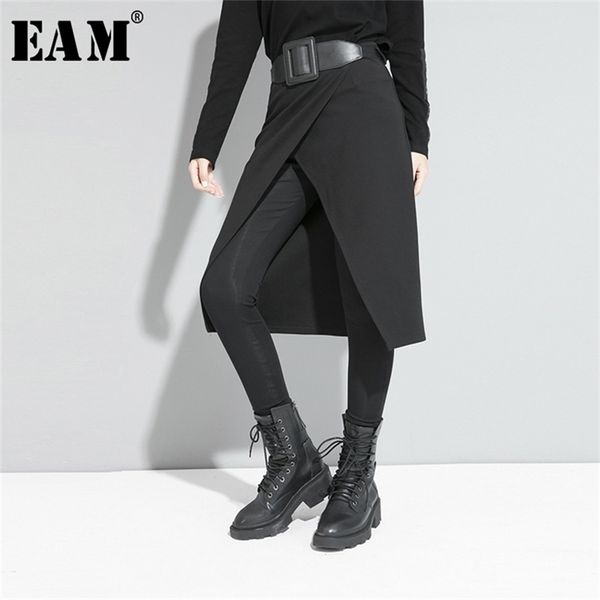 

high elastic waist black stitch long false two trousers loose fit pants women fashion spring autumn 1s191 211119, Black;white