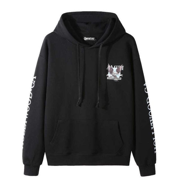 

men's hoody hoodie casual sweater designer sweatshirt amii pocket personalized flying eagle pattern hooded star printed autumn winter, Black