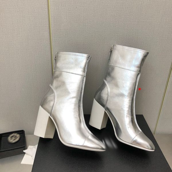 

2023 fashion designer boots women shoes winter boots ladies girls silk cowhide leather high womens flat ankle boot -g055, Black