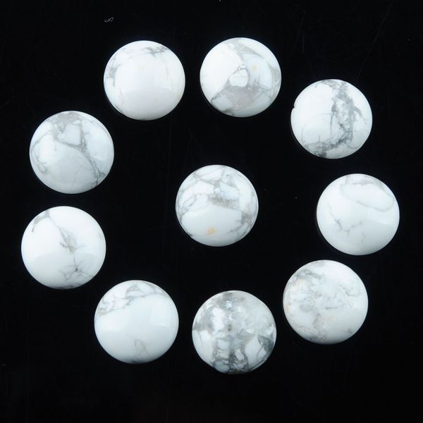 

natural loose gemstones jewelry white turquoise round flat back cabochons fit 12mm cameo base button beads u3264, Black