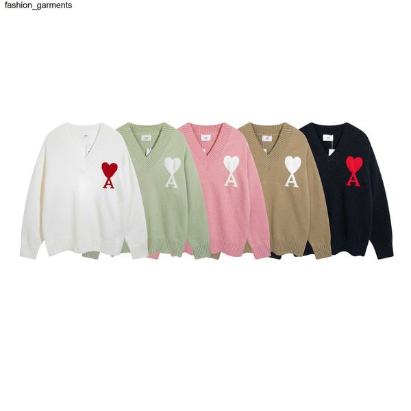 

women's sweaters amirs autumn winter new v-neck sweater knitwear woolen men women designer wear love a fashion brand couple, White;black