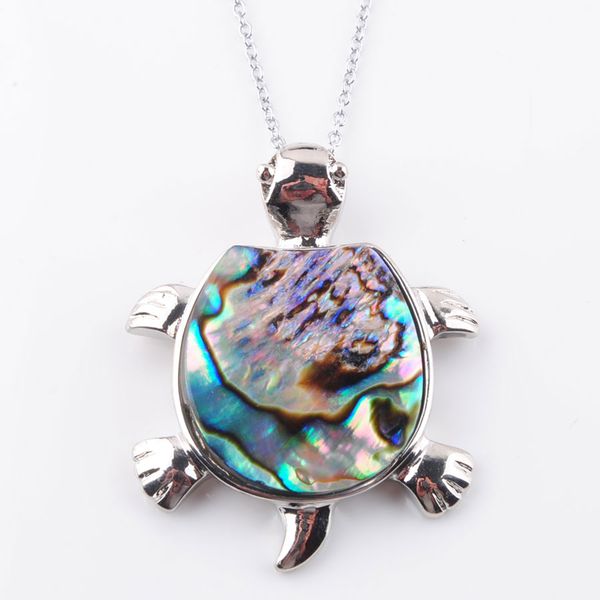 

new zealand abalone turtle necklaces & pendants natural pearl shell beads chain reiki women men jewelry n3648, Silver