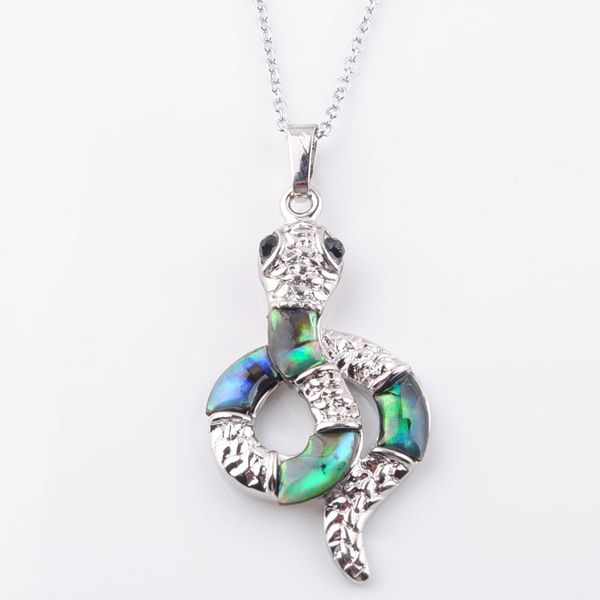 

natural colourful new zealand abalone shell pearl pendant necklace snake beads women men charms reiki jewelry n3647, Silver