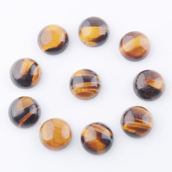 

natural tiger's eye loose gemstones 12mm round flat back cabochon cab no hole for jewelry making wholesale u3253, Black