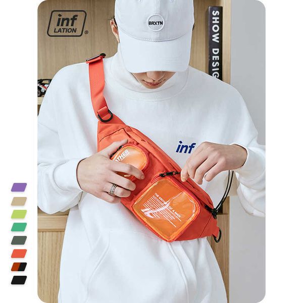 

inflation multi-pocket double zipper streetwear waist bag clear fanny pack belt transparent plastic large bum 228ai2019 221101