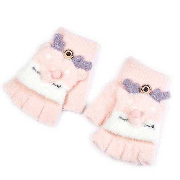 

children's finger gloves five fingers gloves lovely 49 years old children winter warm cartoon fox knit mittens boygirls fur wool knit k, White
