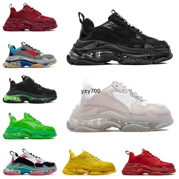 

new crystal bottom clear sole casual designer shoes triple s vintage old dad 17fw luxury sneakers black white mens womens balencaigaity dfw