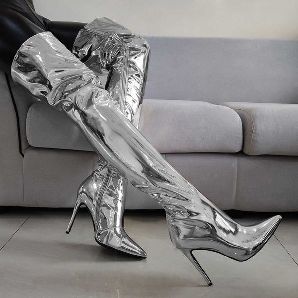 

boots arden furtado 2022 spring autumn fashion women's shoes stiletto heels over the knee high boots elegant gold boots 41 42 43 t22102, Black