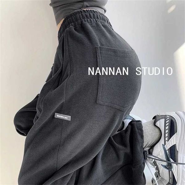 

houzhou gray sweatpants women casual track pants jogger high waisted trousers letter streetwear sports jogging sweat 211119, Black;white