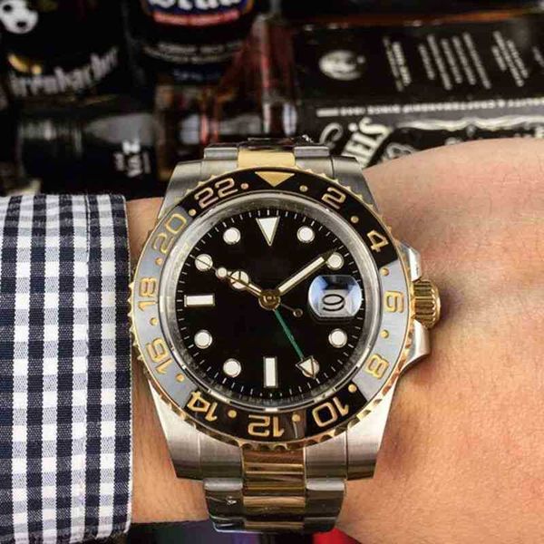 

wristwatches designer swiss mens watches mechanical stainless ceramic bezel luminous gmt reloj water ghost business sports luxury watch, Slivery;brown