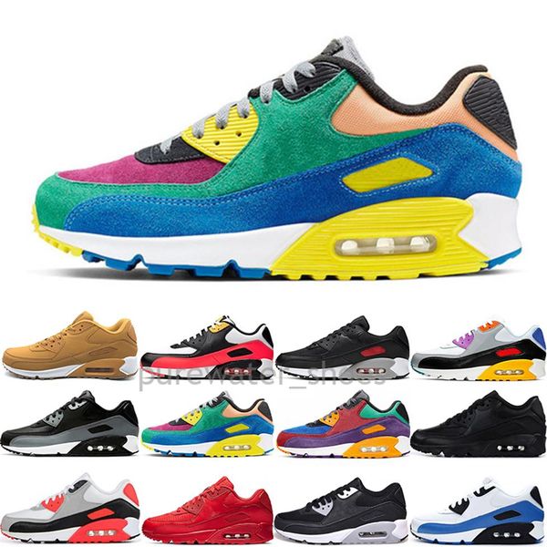 

2021 men women casual shoes sneakers classic 90 sport trainer cushion 90s surface breathable sports shoe 36-45 pr8229l, Black