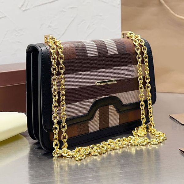 

messenger bag classic check designer bag big hardware crossbody chain bags square shoulder bags small purse canvas genuinel leather clutch h