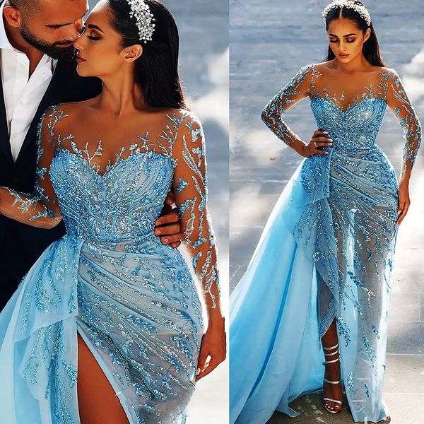 

2022 arabic aso ebi luxurious mermaid prom dresses lace beaded evening formal party second reception birthday engagement gowns dress zj225, Black