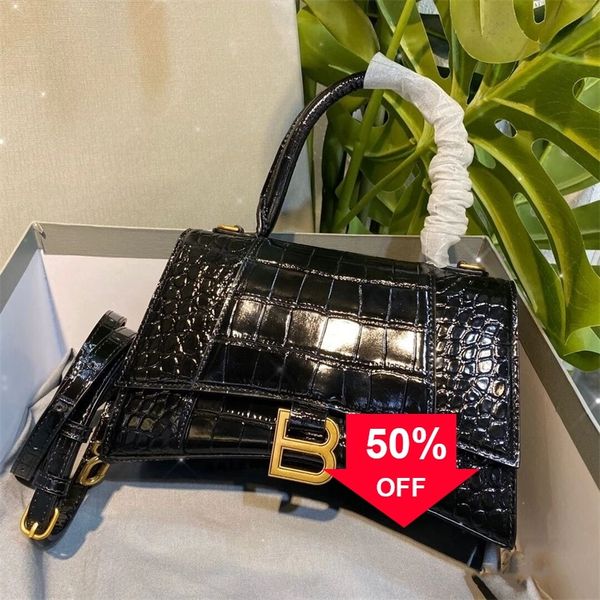 

designer balencigass bags leather women's 2022 early spring b crocodile hourglass bag messenger b-shaped portable bag 9rpd