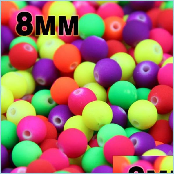 

other 100pcs mixed candy color acrylic rubber beads neon matte 8mm round spacer loose fit jewelry handmade diy drop deli dhcdk, Blue;slivery