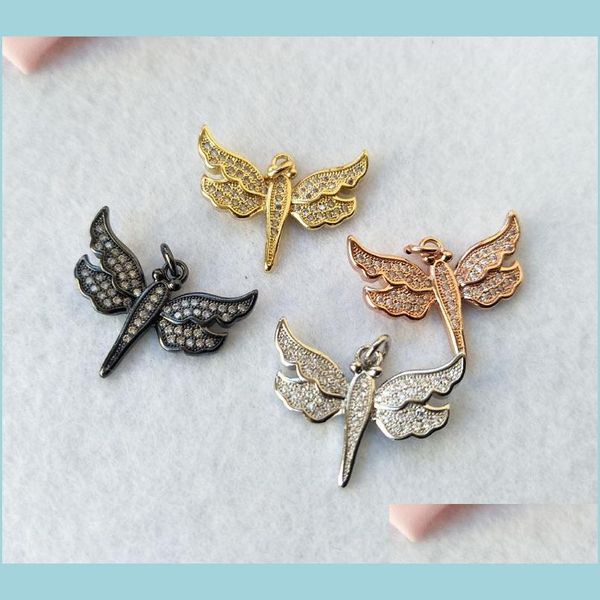 

pendant necklaces 10pcs tiny cz crystal dragonfly shaped charm zircon stone micro pave pendant jewelry finding diy necklace making p dhscn, Silver